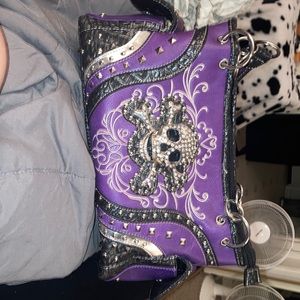 Real leather purple purse